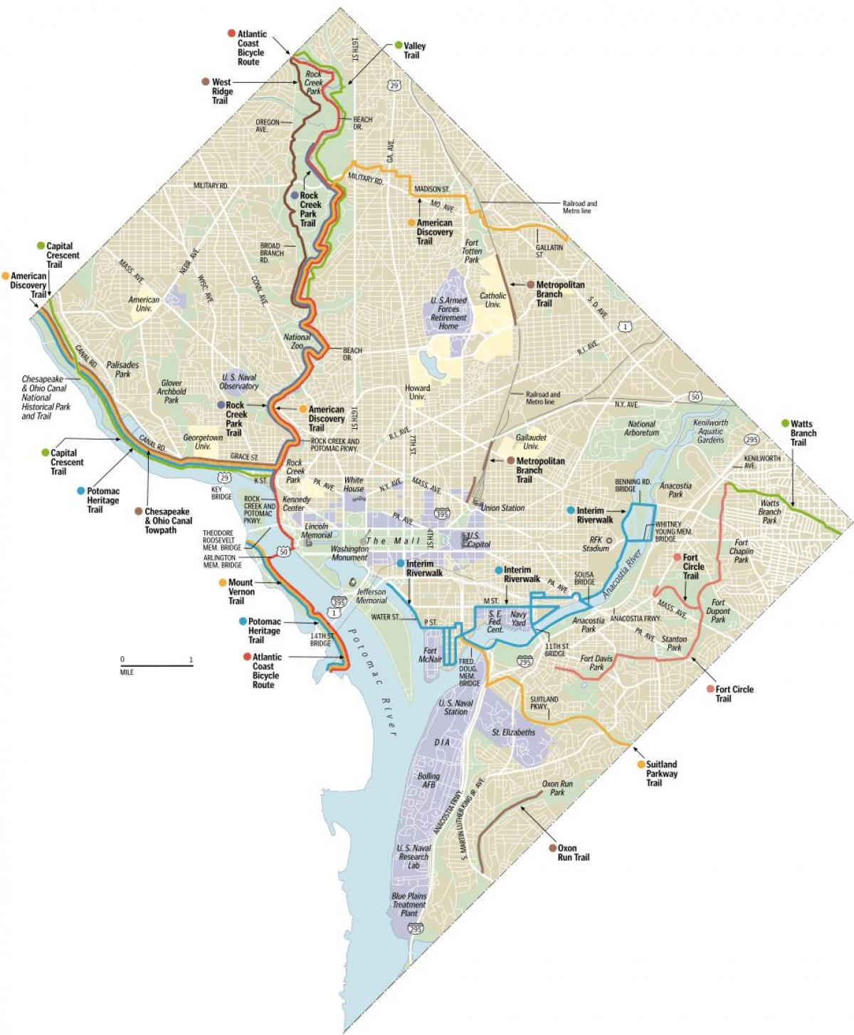 واشنگٹن ڈی سی موٹر سائیکل ٹریلس کا نقشہ