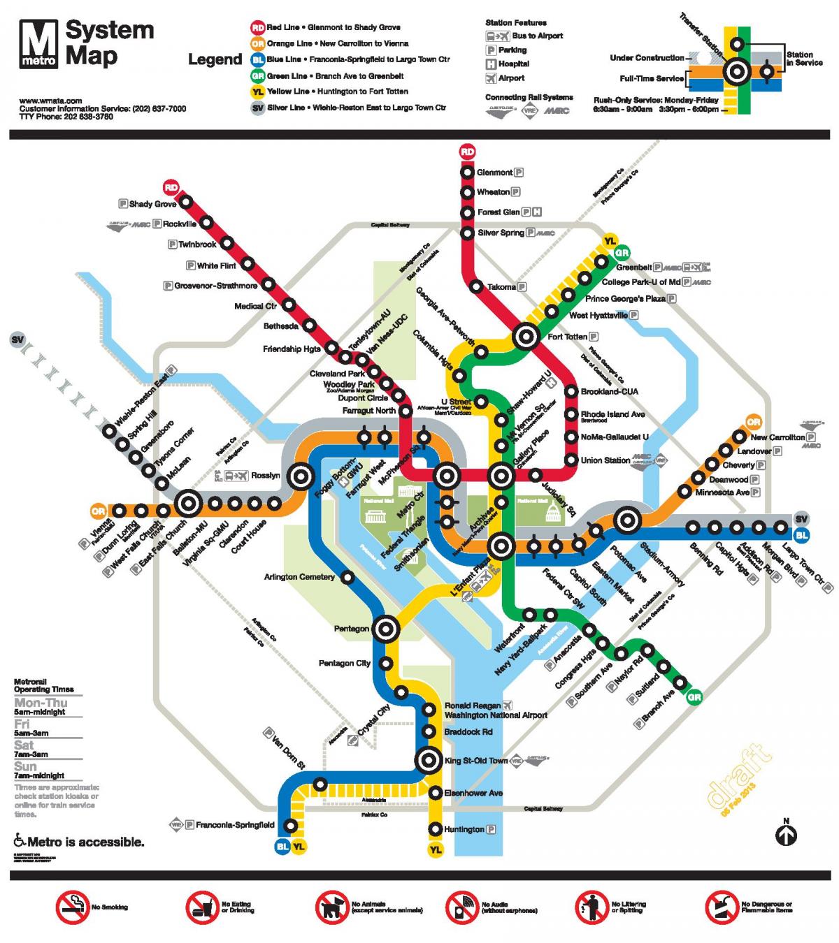 واشنگٹن ڈی سی میٹرو لائن کا نقشہ