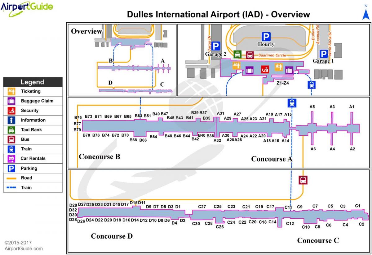 واشنگٹن iad ہوائی اڈے کا نقشہ