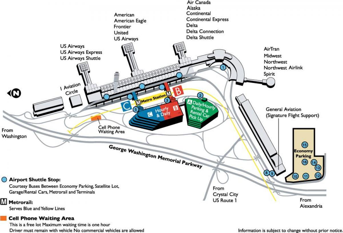 رونالڈ ریگن واشنگٹن نیشنل ہوائی اڈے کا نقشہ
