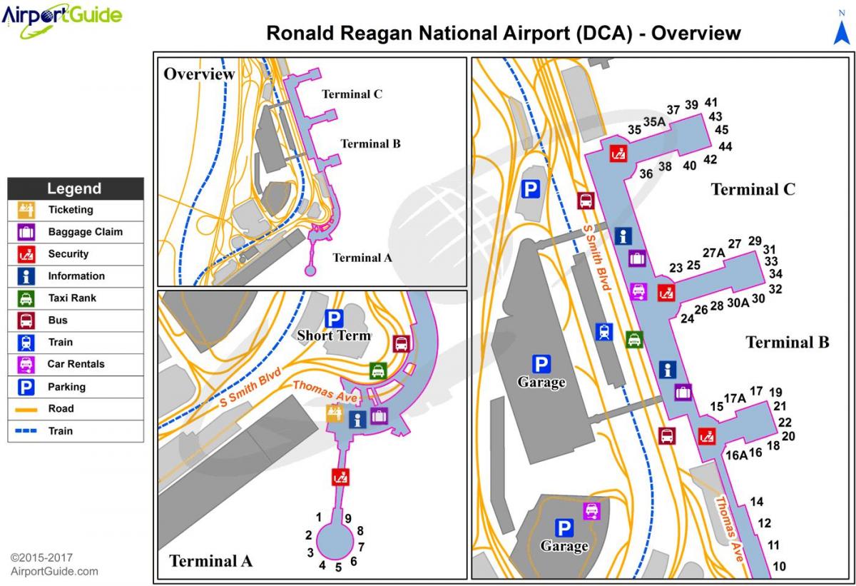 واشنگٹن نیشنل ہوائی اڈے کا نقشہ