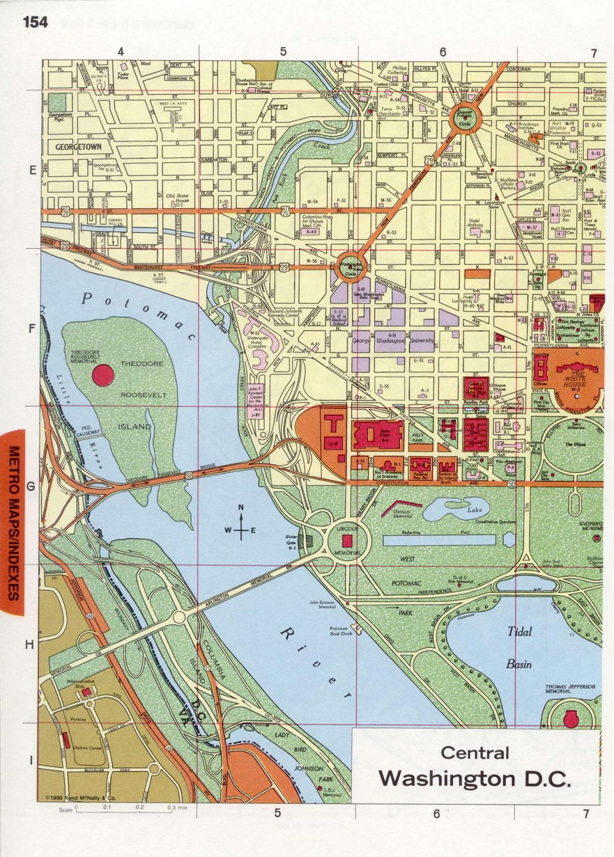 واشنگٹن ڈی سی کے شہر کے مرکز نقشہ