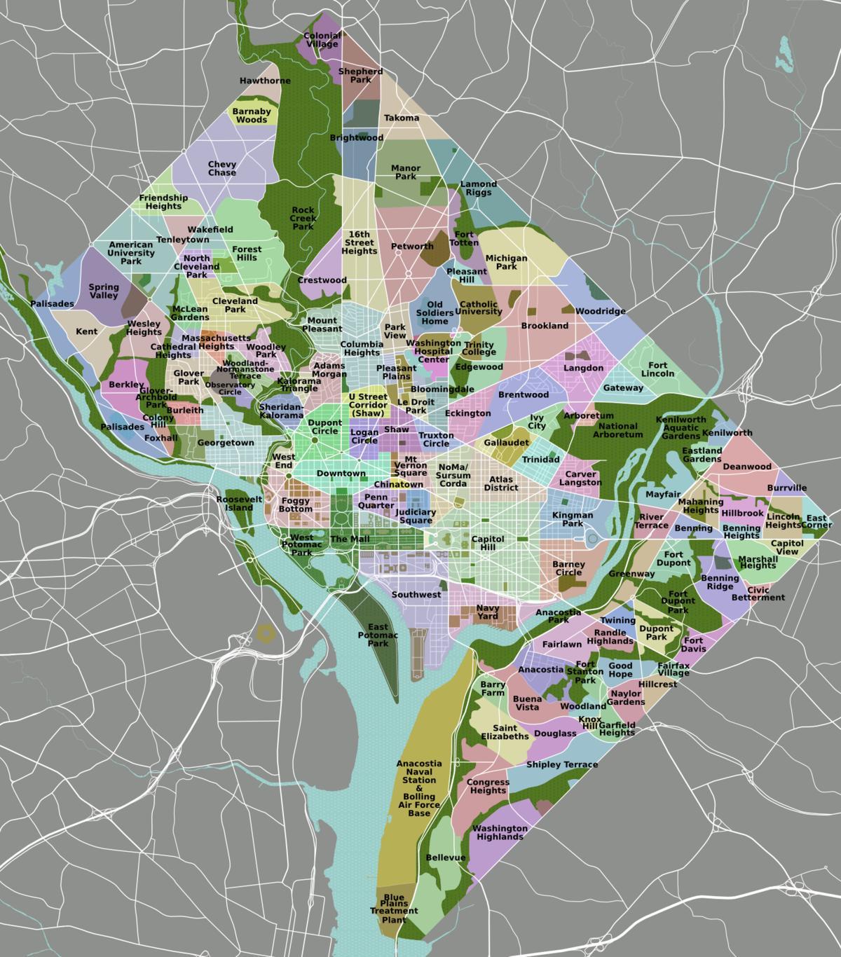 نقشہ کے ڈی سی اور ارد گرد کے علاقے