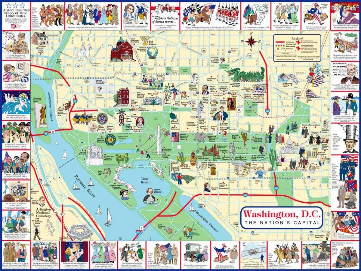واشنگٹن ڈی سی کے نقشے سیاحوں کی سائٹس