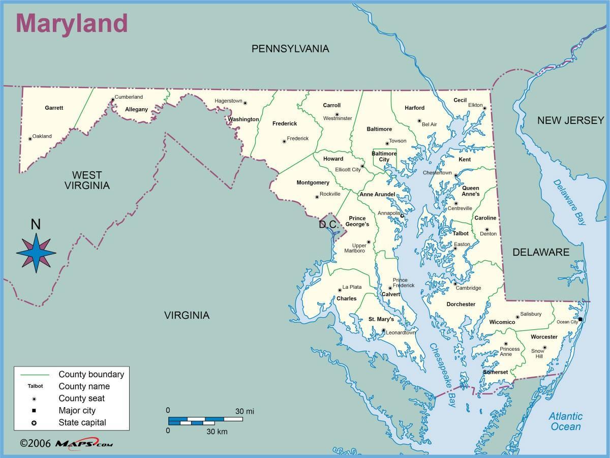 کا نقشہ میری لینڈ اور واشنگٹن ڈی سی