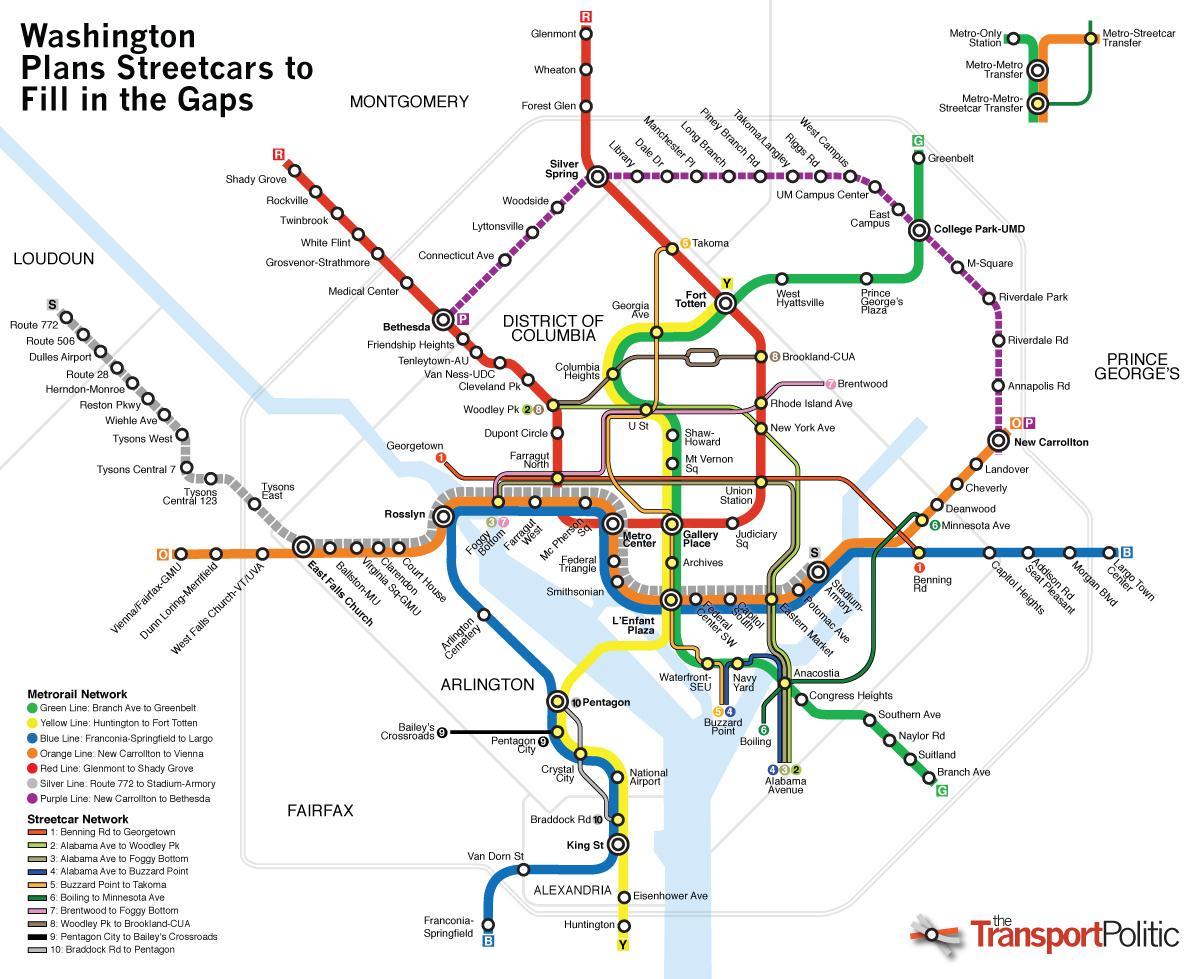 ڈی سی عوامی نقل و حمل کا نقشہ