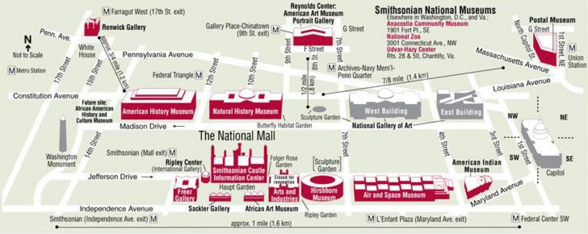 واشنگٹن کے عجائب گھر کا نقشہ