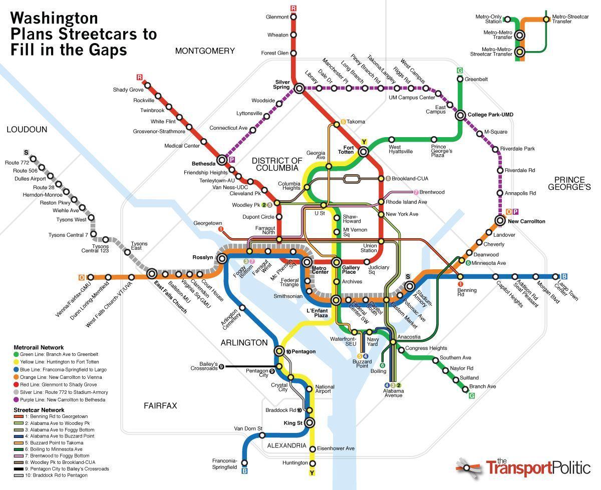 واشنگٹن عوامی نقل و حمل کا نقشہ
