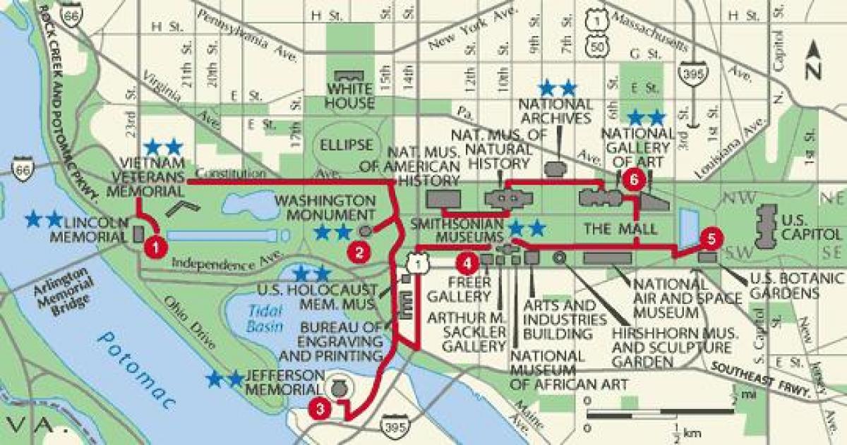واشنگٹن چلنے کا نقشہ