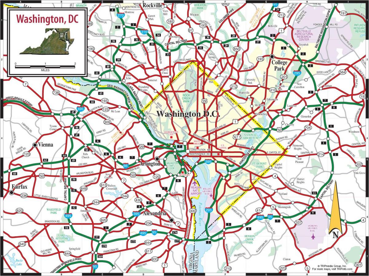 واشنگٹن ڈی سی کے سب وے نقشے سٹریٹ پوشش