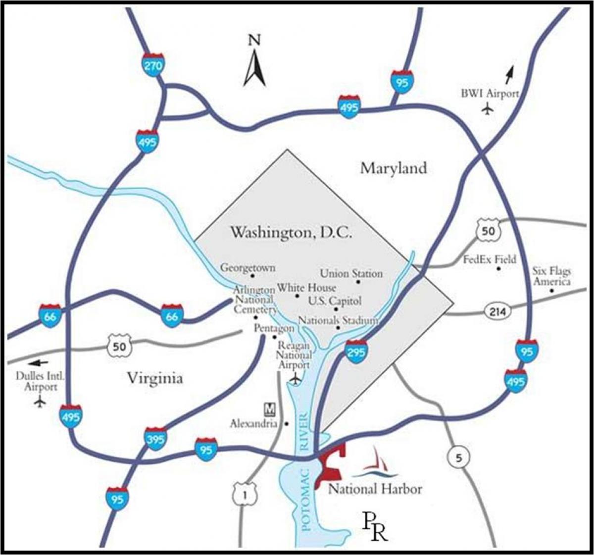واشنگٹن میٹروپولیٹن علاقے کا نقشہ