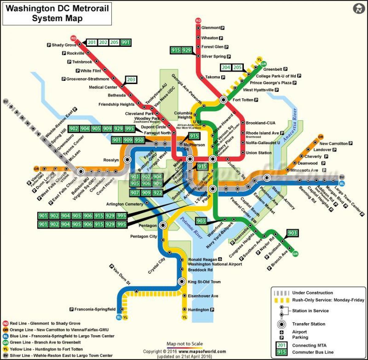 واشنگٹن ڈی سی ٹرام کا نقشہ