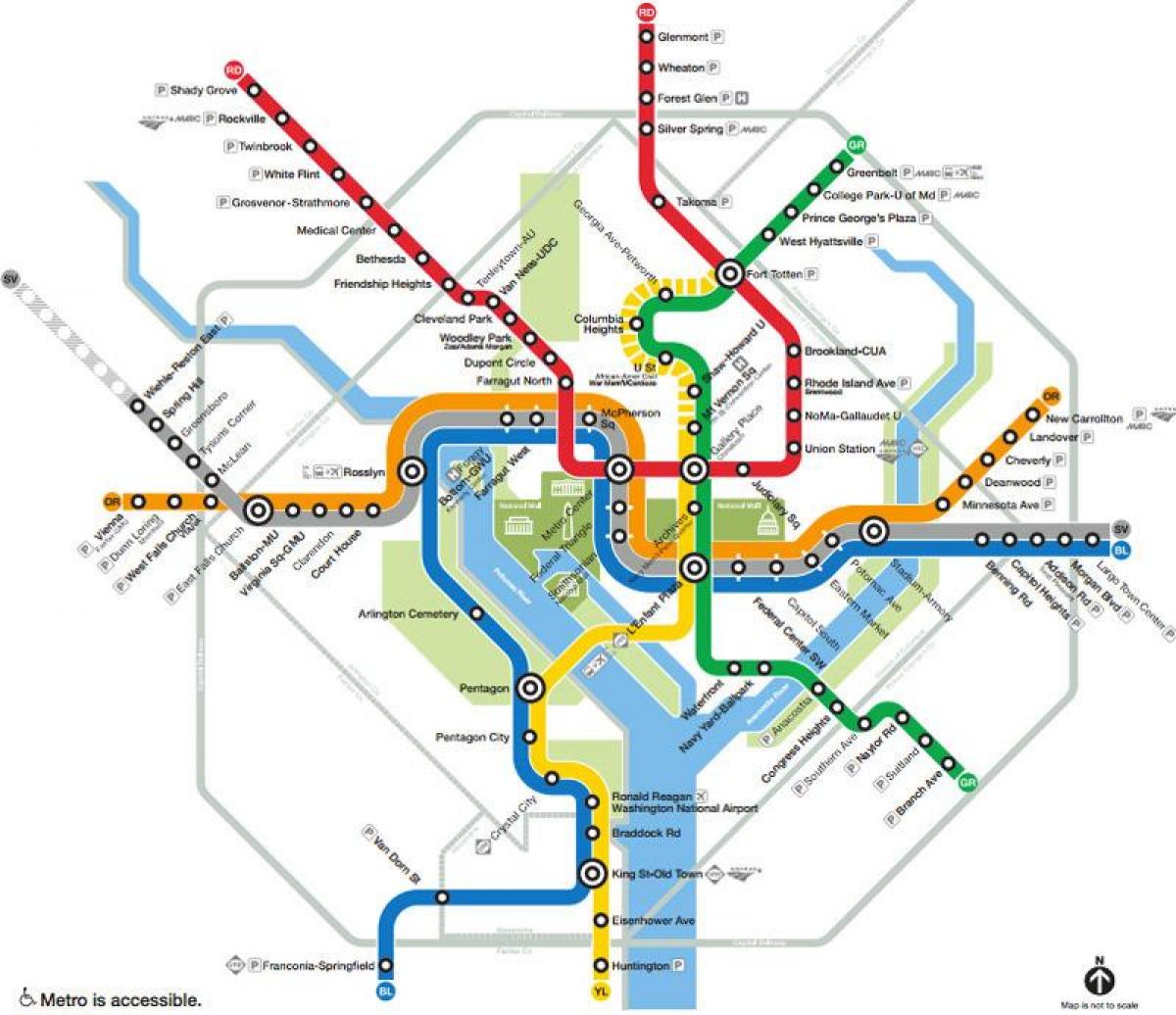 واشنگٹن ڈی سی ٹرین کا نقشہ