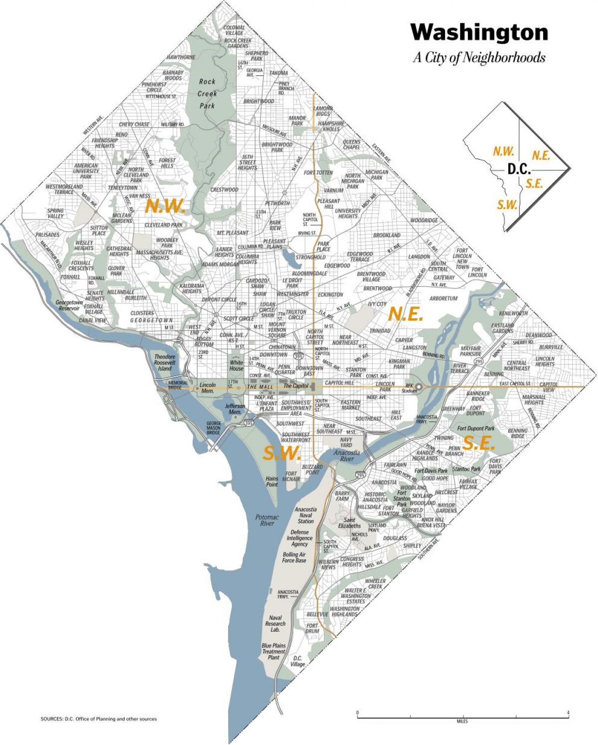 واشنگٹن ڈی سی کے پڑوس کا نقشہ