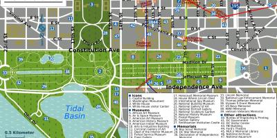 واشنگٹن کے نیشنل مال کا نقشہ