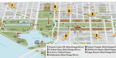 چلنے کا نقشہ واشنگٹن ڈی سی یادگاروں