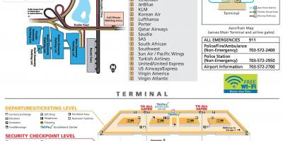 واشنگٹن ڈلاس ائرپورٹ کے بین الاقوامی ہوائی اڈے کا نقشہ