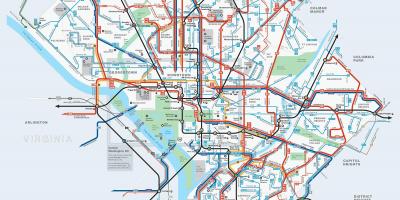 واشنگٹن ڈی سی بس راستوں کا نقشہ